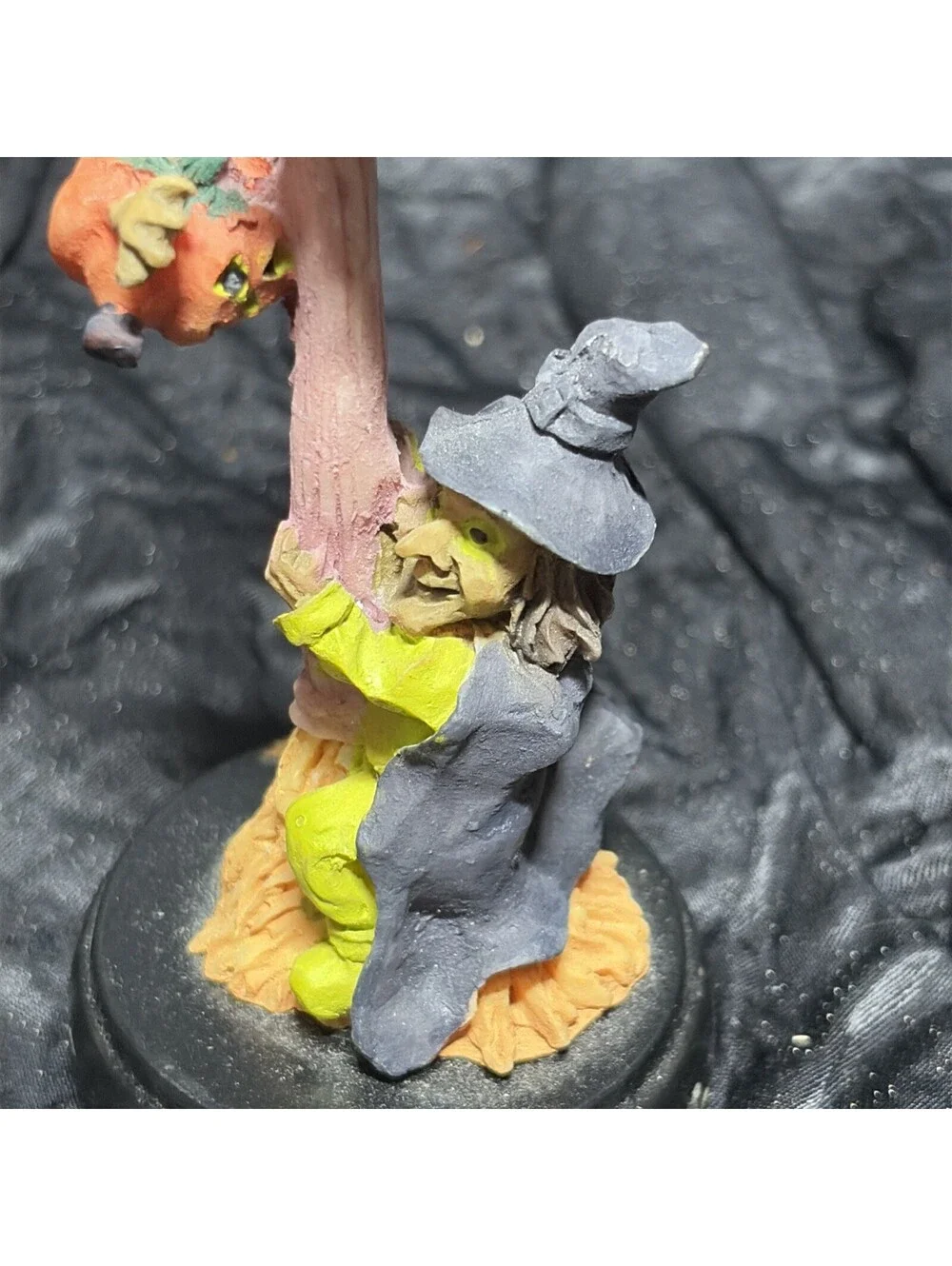 Painted Witch, Pumpkin People, Ghost With Bone On Broom